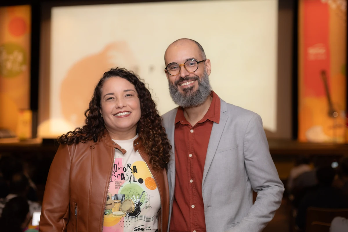 Renata Weixter, Gerente de Cultura do Sesc-ES; Rafael Schirmer, Assessor de Música do Sesc-ES