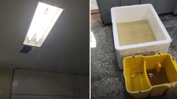 Tampa de caixa d’água foi lançada pelo vento e danificou o telhado da unidade; estrutura já foi consertada e atendimento não foi afetado