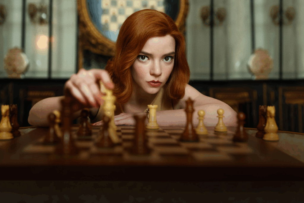 Em “O gambito da rainha”, Beth descobre seu talento excepcional para o xadrez (Imagem: Reprodução digital | Netflix)
