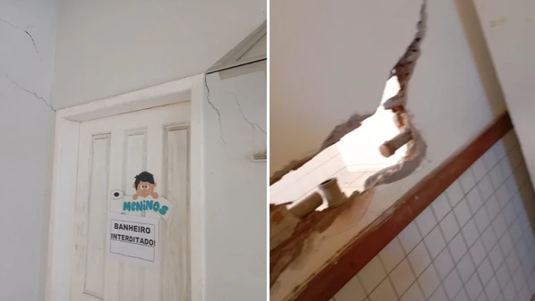 Além de rachaduras extensas, infiltrações e movimentações estruturais, também foram encontradas dificuldades de fechamento de portas e janelas no imóvel