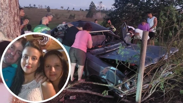 Companheiro da jovem que morreu com os pais no acidente estava ao volante e perdeu controle da direção do carro, colidindo com uma árvore; ele ficou gravemente ferido