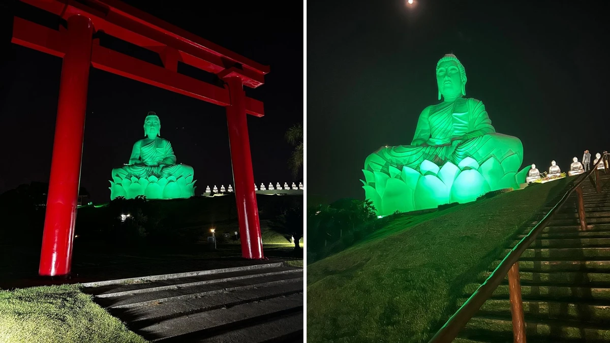 Buda terá iluminação verde durante o mês de julho para campanha de conscientização sobre o câncer de cabeça e pescoço.