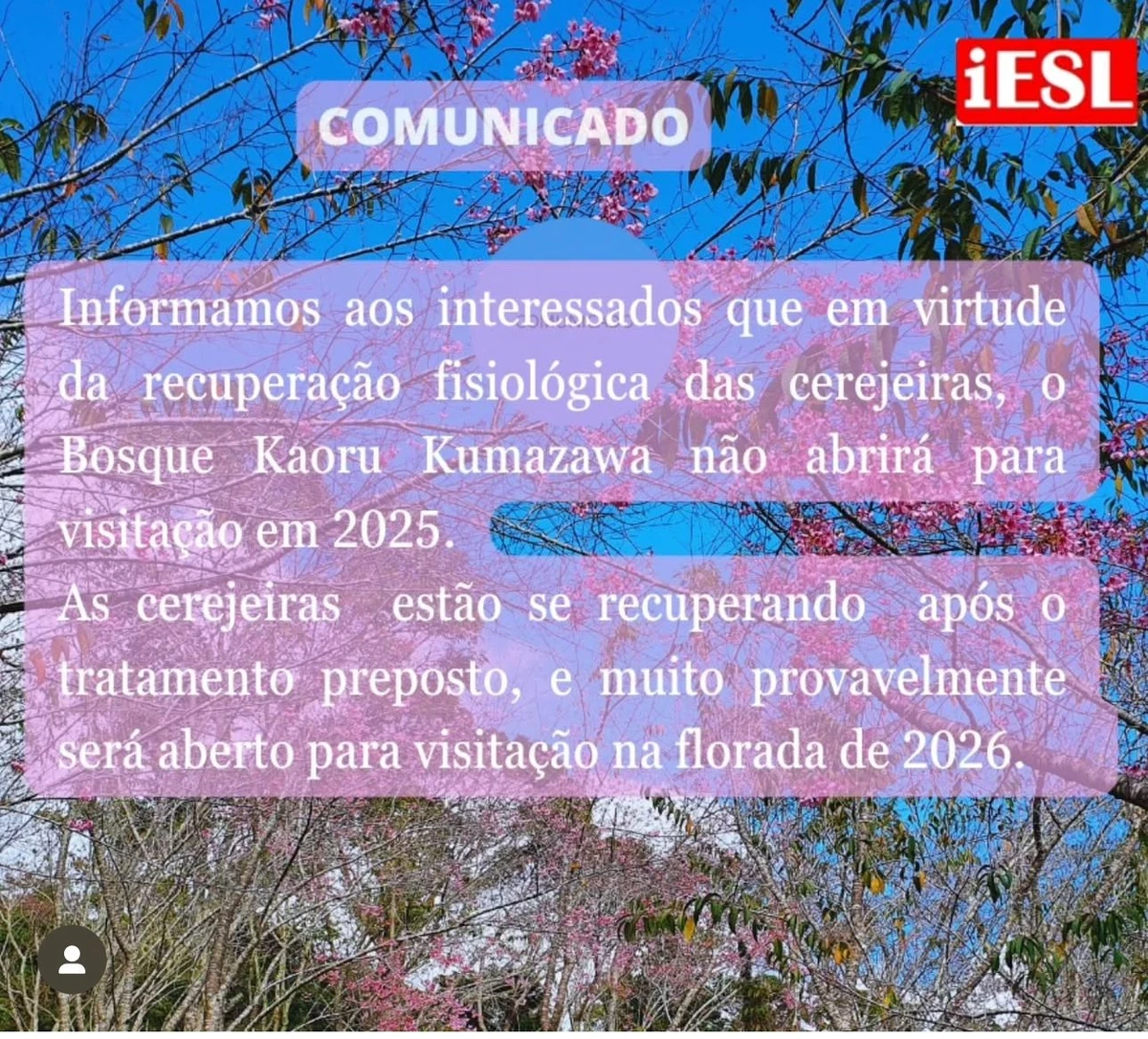O comunicado do Bosque das Cerejeiras