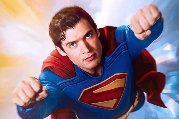 David Corenswet em cartaz do filme 'Superman', dirigido por James Gunn