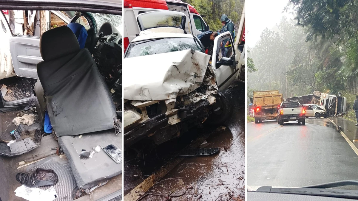 Acidente entre caminhão e carro deixa três feridos em Vargem Alta
