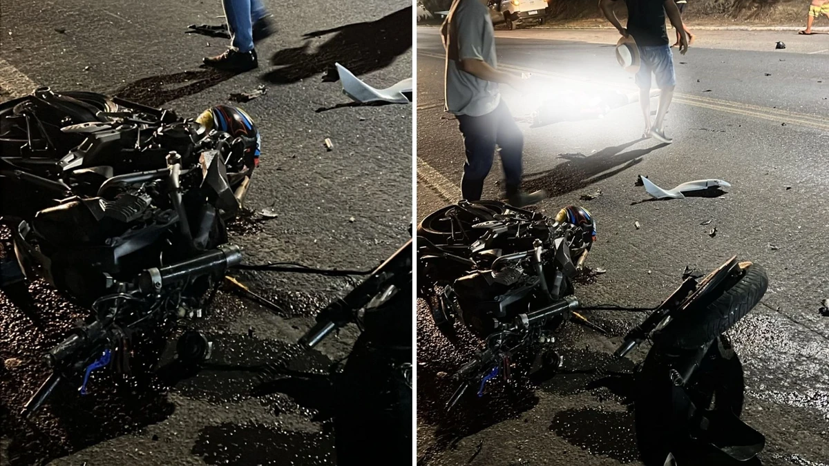 Condutor do carro atravessou a pista e bateu de frente com uma moto; vítima de 20 anos morreu no local