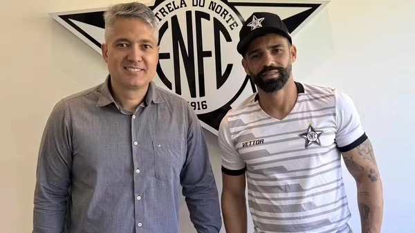 Anderson Grasseli e Leomir Constanço, presidente e técnico do Estrela do Norte 