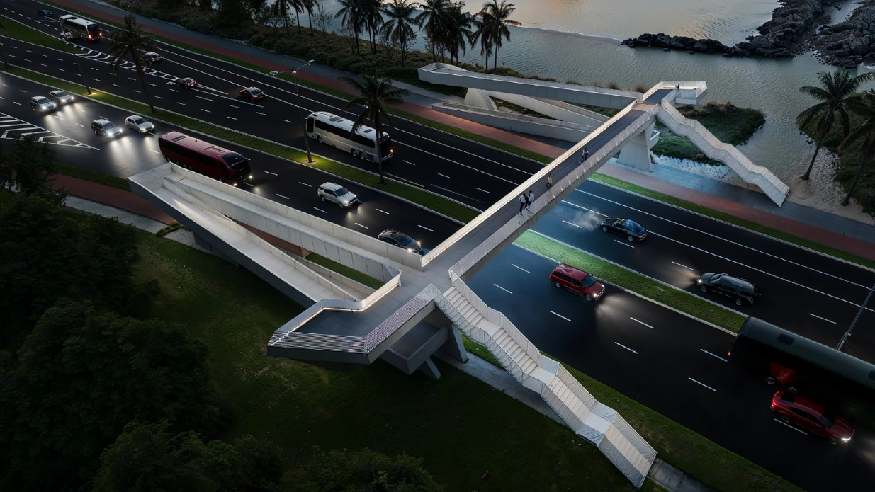 Estrutura vai contar com três lances de rampa, escadaria e dois mirantes de onde será possível ver a praia e o Aeroporto de Vitória