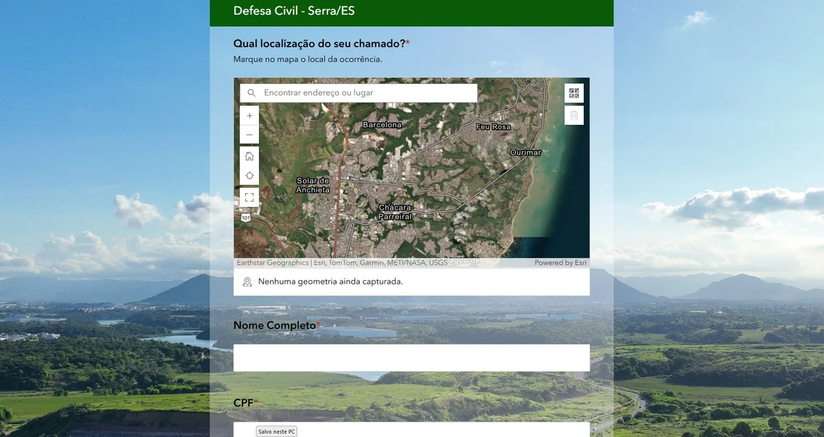 Nova plataforma da Defesa Civil da Serra