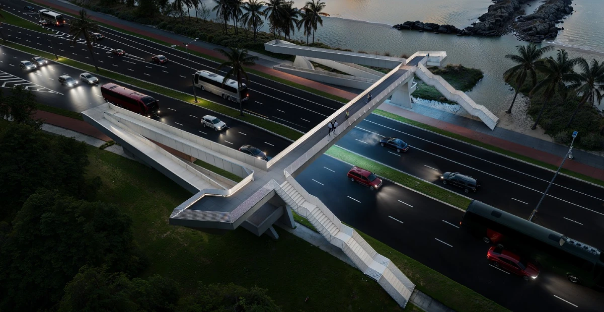 Obra do mergulhão em Camburi prevê passarela no lugar de faixas de pedestre