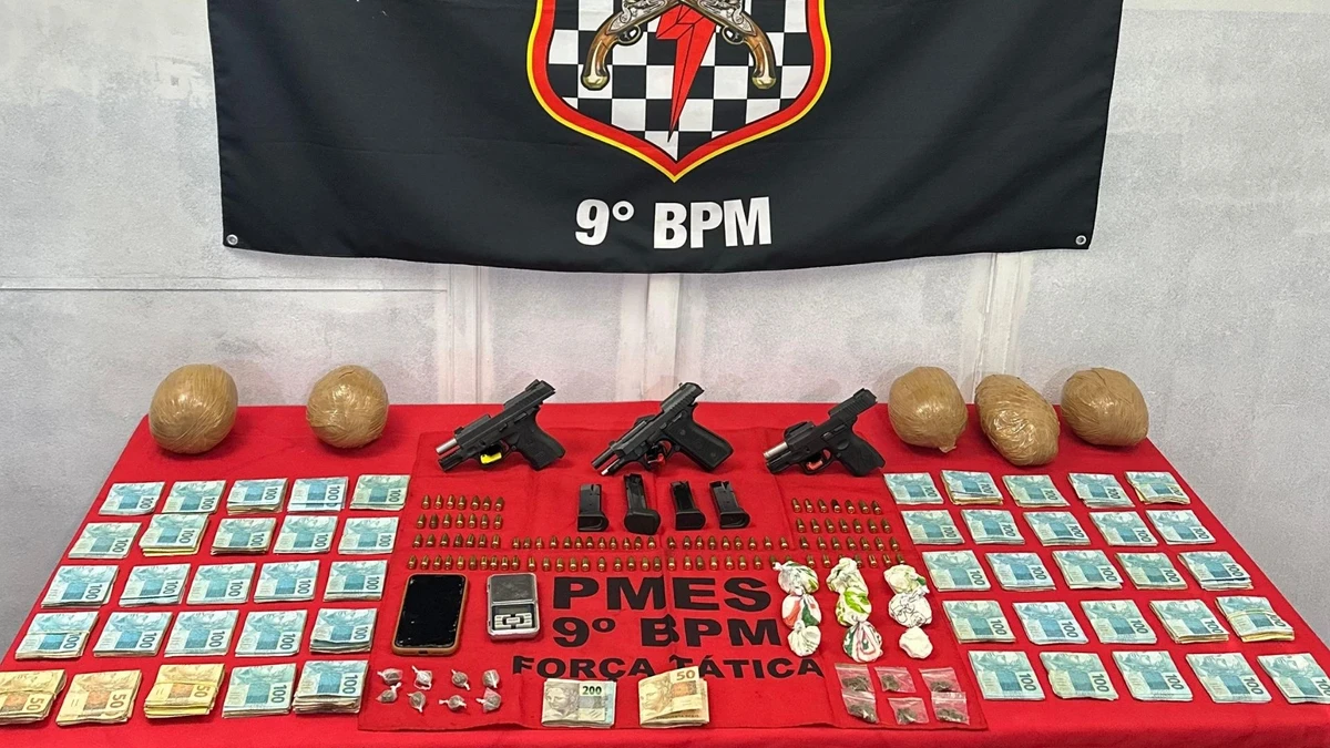 Homem é preso com armas, 5 kg de cocaína e R$ 50 mil em Cachoeiro