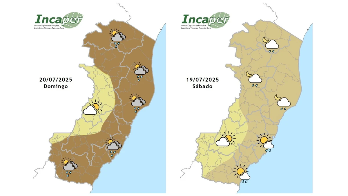 Previsão do tempo para o fim de semana do Incaper