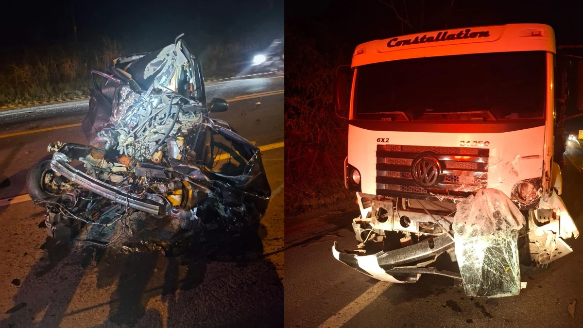 Veículos envolvidos no acidente com morte na BR 101, em São Mateus
