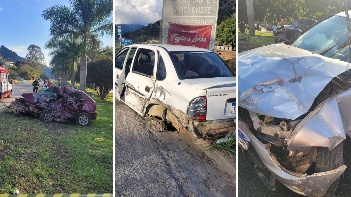 Batida entre três carros aconteceu na BR 262 em Venda Nova do Imigrante