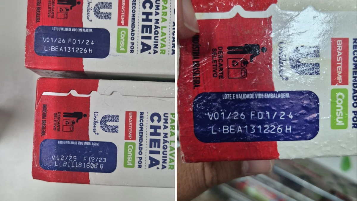 Lotes falsificados do sabão em pó