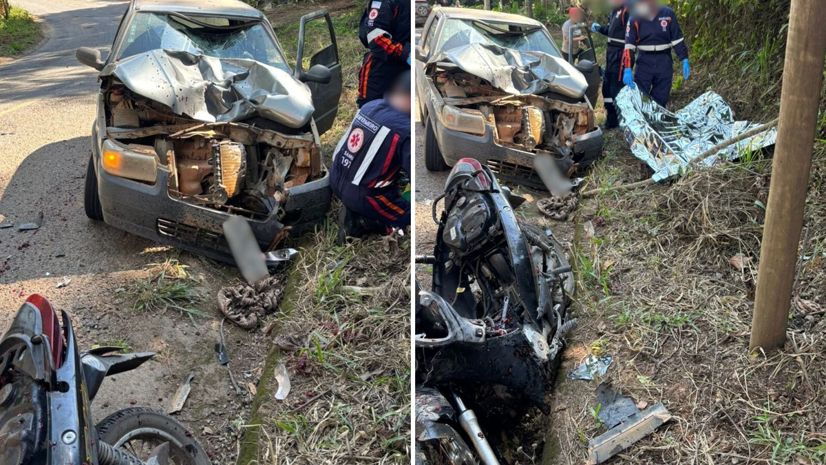 Motociclista morreu em batida com carro na zona rural de Venda Nova do Imigrante