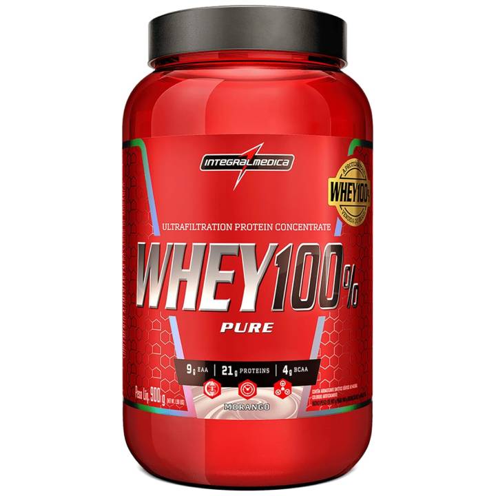Whey Protein Integralmedica Concentrado Morango 100% Pure 900g
