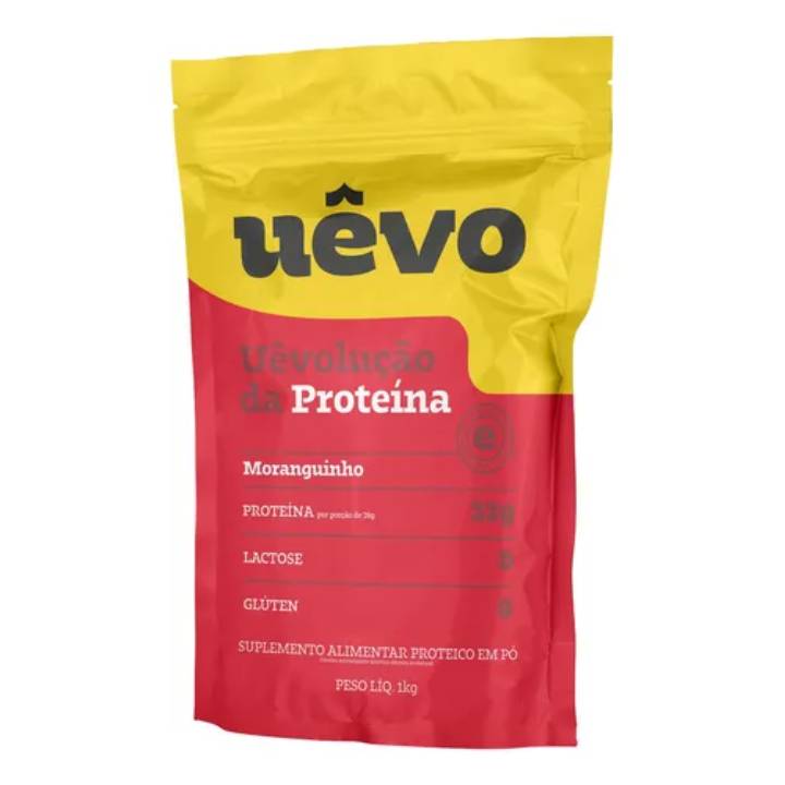  Albumina Uêvo Naturovos Premium | Refil 1kg, Sabor Moranguinho