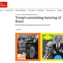 Segundo a revista britânica, gatilho para ações de Donald Trump contra o Brasil parece ter sido reunião de cúpula dos Brics no Rio de Janeiro.