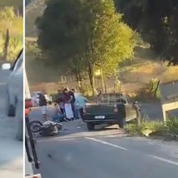Vítima foi socorrida consciente, mas estava com fratura no braço e no joelho; caso aconteceu na manhã desta sexta-feira (25)