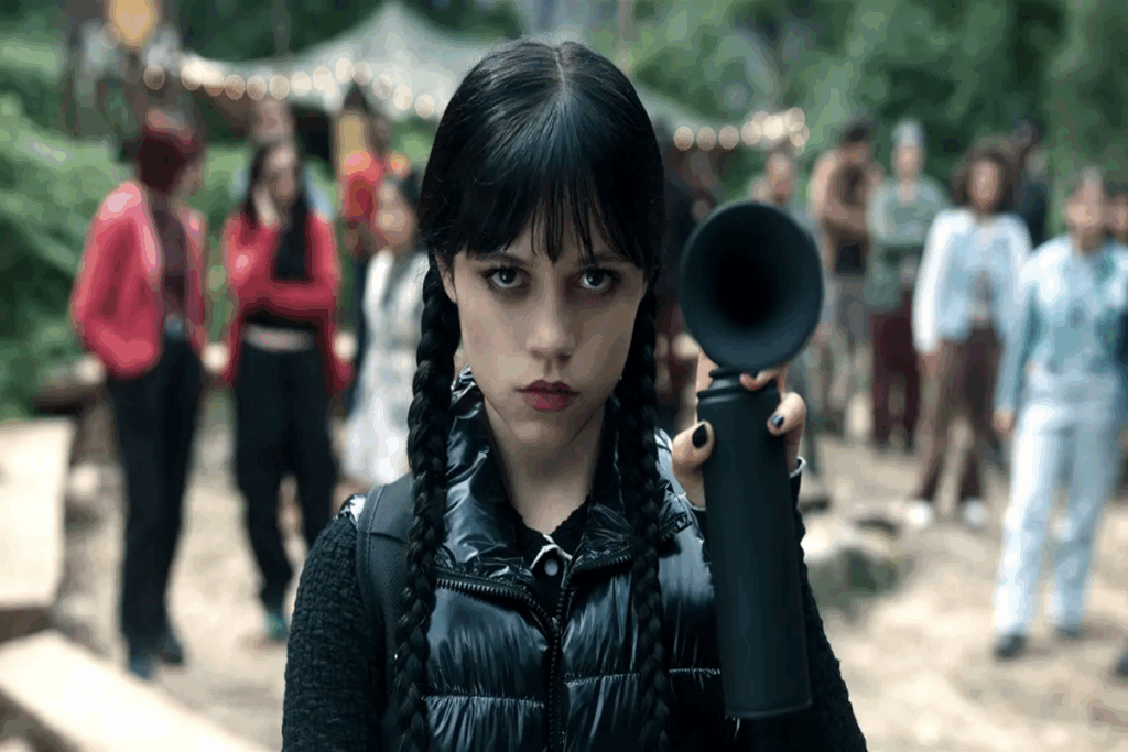 Em “Wandinha”, a personagem tenta impedir que suas visões assustadoras se tornem reais (Imagem: Reprodução digital | Netflix)