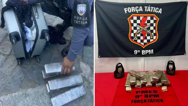 Suspeita estava em carro de aplicativo compartilhado e contou à Polícia Militar que levaria entorpecentes do RJ ao ES quando foi abordada