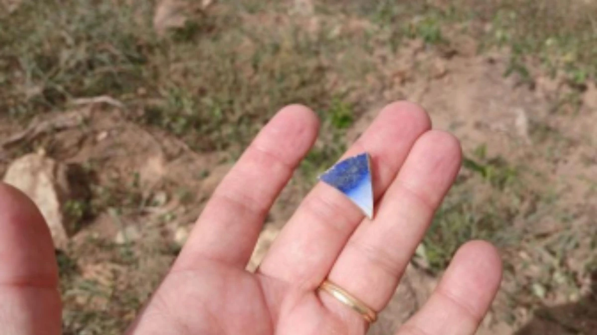 Vistoria do Iphan na Fazenda Cachoeira do Cravo, em São Mateus: fragmento de faiança no entorno do cemitério por Iphan
