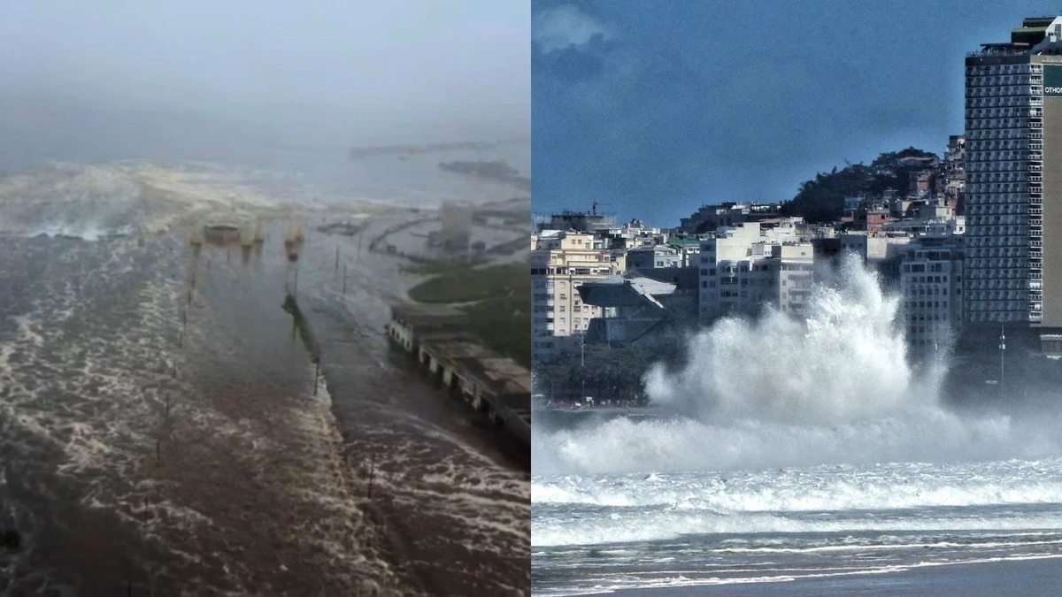 Tsunami atinge Rússia ao mesmo tempo que ressaca, com ondas fortes, atinge o litoral sudeste.