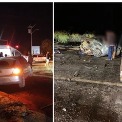 Um caminhão, um Fiat Uno e um Volkswagen Gol se envolveram na colisão na noite de sábado (2), próximo à Praia das Neves