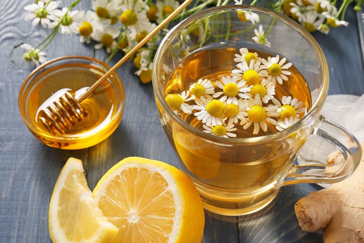 Chá de camomila, limão-siciliano e gengibre (Imagem: Pixel-Shot | Shutterstock)
