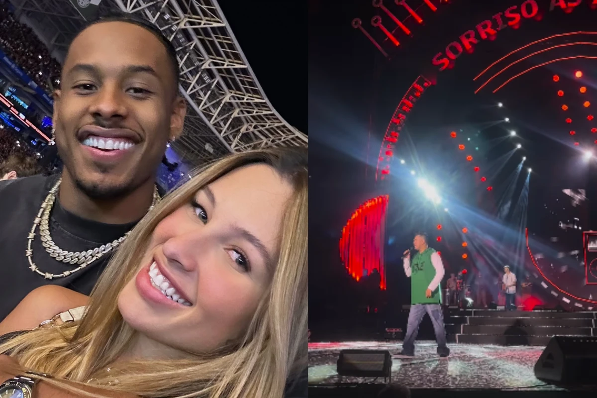 Paulo André e Thays Andreata curtem show do Sorriso Maroto juntos