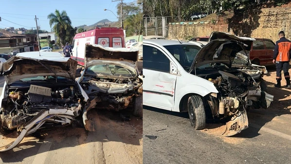 Motorista perdeu a direção do veículo e bateu na frente de um carro e na traseira de outro. Ele foi socorrido pelo Samu e encaminhado ao pronto-socorro local