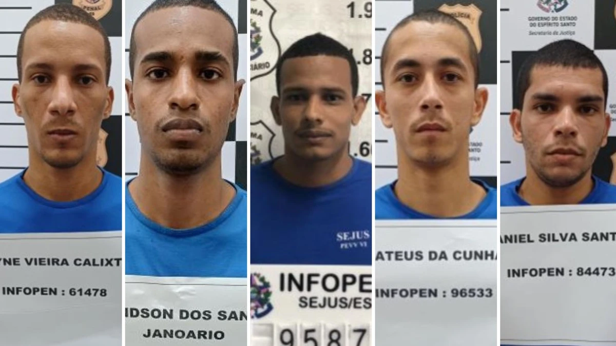 (da esquerda para direita) Rayne Vieira Calixto;  Joendson dos Santos Janoario; Lucas Souza dos Santos; Mateus da Cunha e Daniel Silva Santos