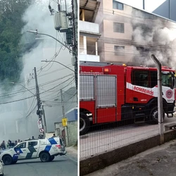 Ocorrência foi registrada na manhã desta terça-feira (12) e não há informações sobre feridos; Corpo de Bombeiros foi acionado e encaminhou equipe ao local