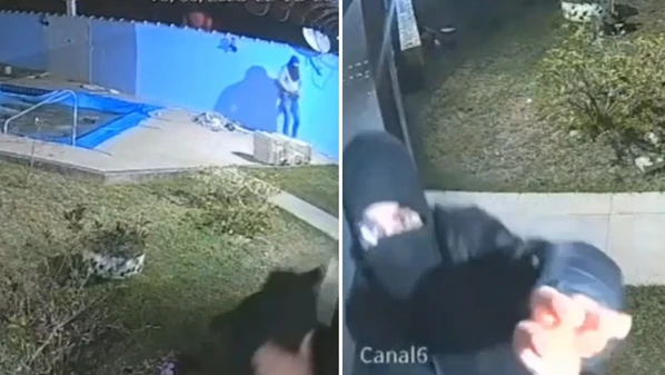 Câmeras do local registraram a ação de pelo menos dois homens, que pularam o muro e levaram objetos do imóvel que está em obras