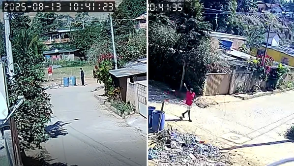 Um dia antes e na data das prisões, os homens foram flagrados por uma câmera de segurança disparando em um terreno no bairro Morro da Palha