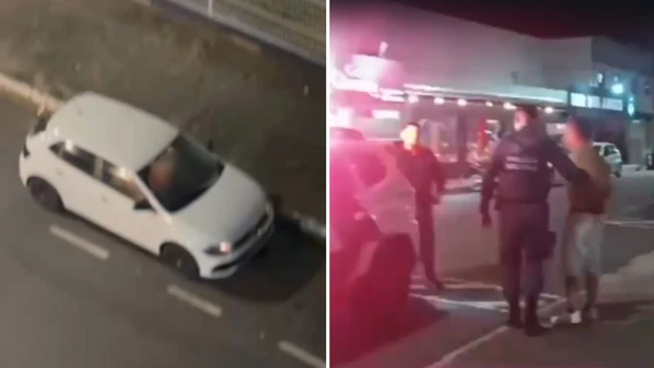 Moradores da região viram quando suspeito agrediu a vítima dentro do carro e gravaram a ação; Polícia teve acesso à filmagem e homem acabou preso em flagrante