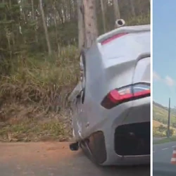 Um dos veículos acabou capotando e a mulher que estava na direção do Toyota Corolla foi socorrida para o Hospital Padre Máximo