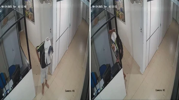 Criminoso levou um drone, notebooks e até uma tábua de bolo; ação foi registrada por cêmeras e o suspeito já foi identificado