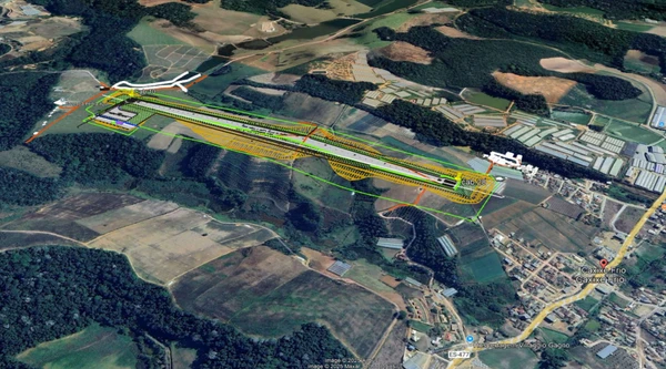 Pista do Aeroporto das Montanhas deve ter 1,3 mil metros e será instalada longe de obstáculos para os voos