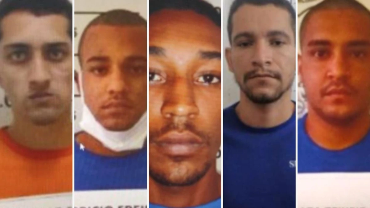 Fotos dos cinco presos que ainda precisam ser recapturados