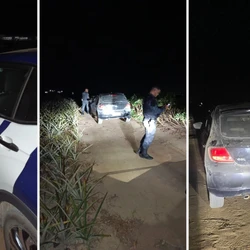 Os criminosos, de 20 e 26 anos, foram presos; carro foi recuperado na zona rural do município, sem combustível, trancado e sem as chaves