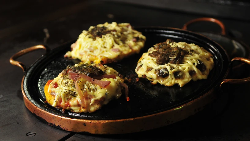 Pizzas de polenta do Café da Roça Altoé da Montanha, em Venda Nova do Imigrante.
