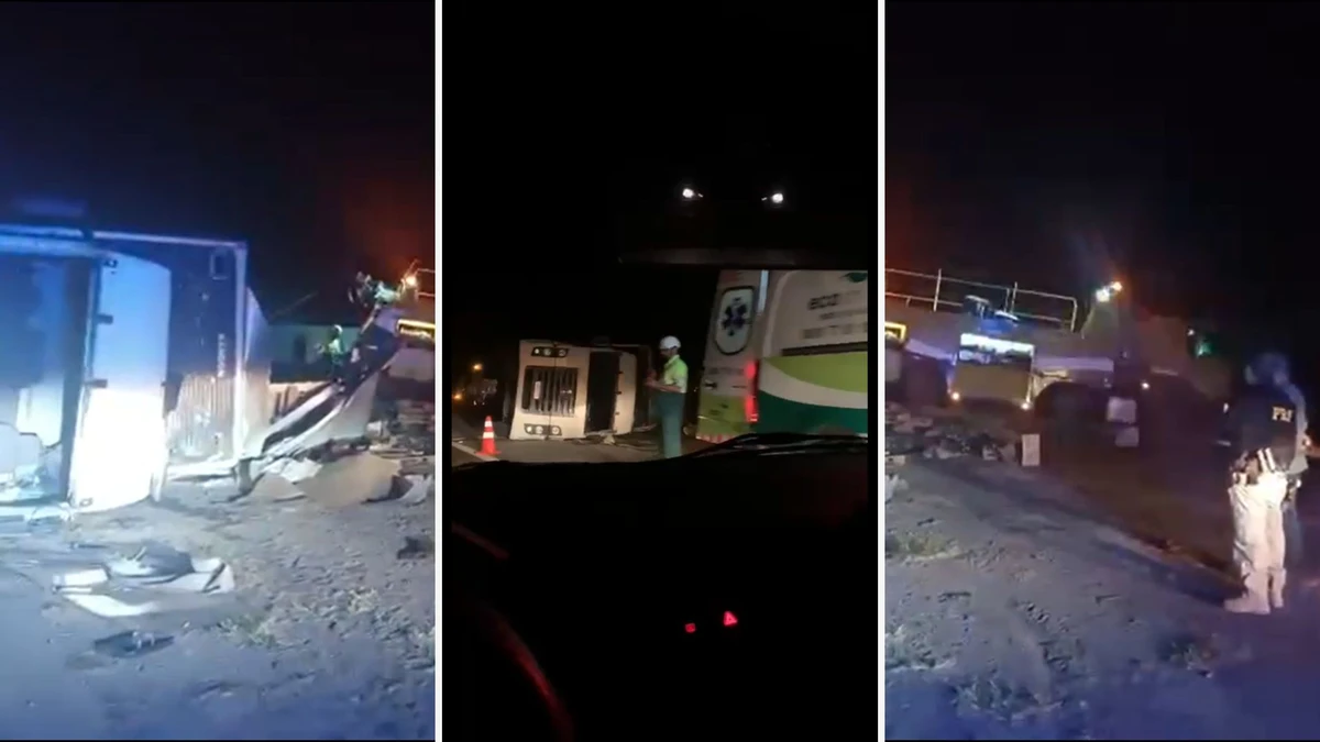 Carreta tomba na BR 101 em Rio Novo do Sul