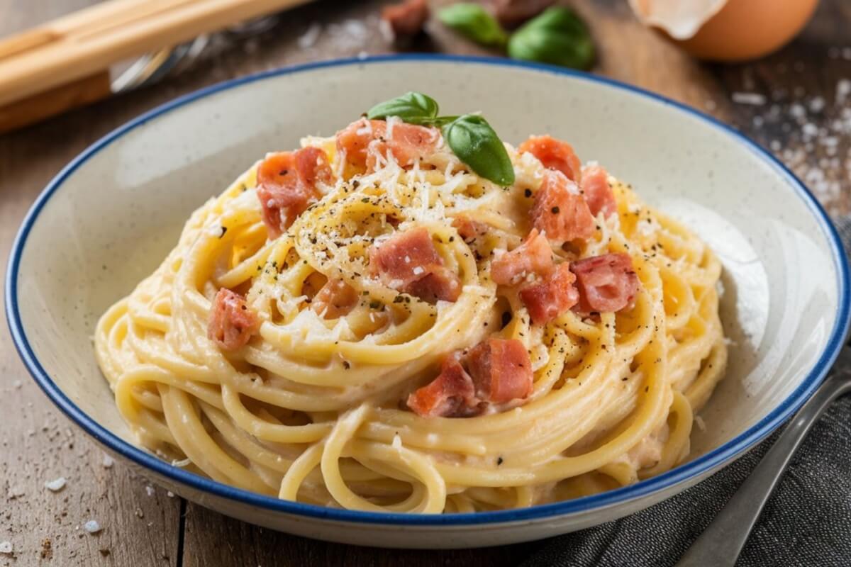 Macarrão à carbonara com bacon (Imagem: Foodgraphy39 | Shutterstock)