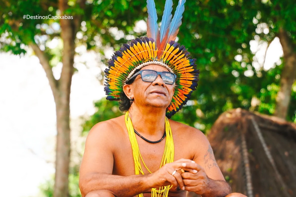 Os indígenas de Aracruz mostram um pouco da cultura para os turistas