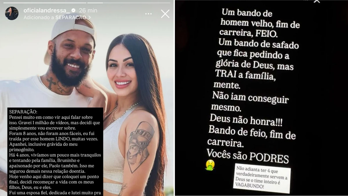 Andressa anunciou a separação nas redes sociais