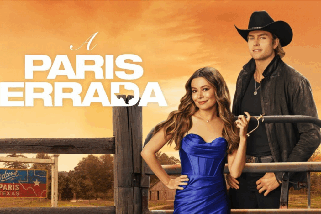 A comédia romântica “A Paris Errada” acompanha Dawn, que sonha com Paris, mas acaba em uma cidade homônima no Texas (Imagem: Reprodução digital | Netflix)