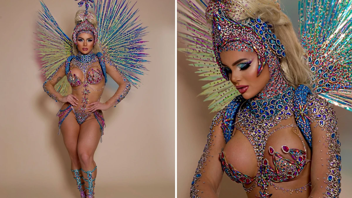 Thalita Zampirolli como rainha de bateria da Chegou O Que Faltava