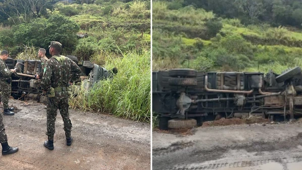 Duas pessoas estavam no veículo, mas não se feriram; rodovia foi liberada pouco depois do acidente, no começo da tarde desta segunda-feira (1°)